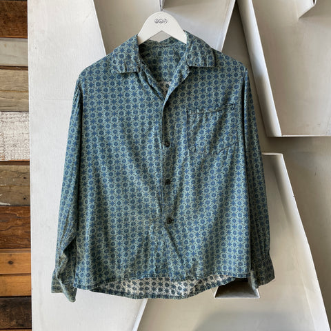 60’s Patterned Loop Collar Shirt - Small