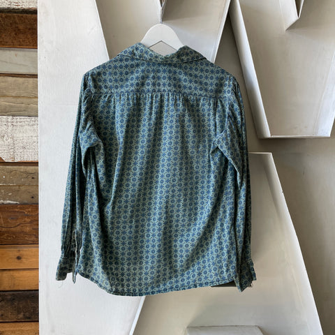 60’s Patterned Loop Collar Shirt - Small