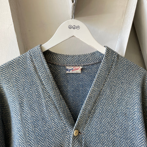 50’s Wool Herringbone Cardigan - Large