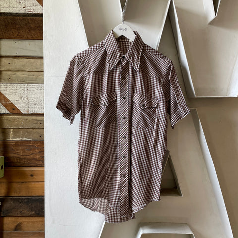 70’s Gingham Check Western Shirt - Medium