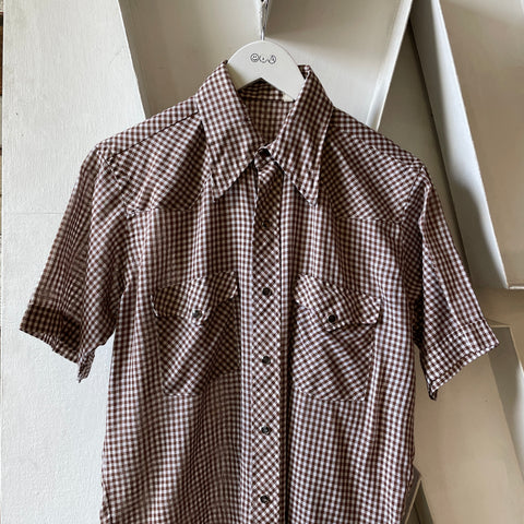 70’s Gingham Check Western Shirt - Medium