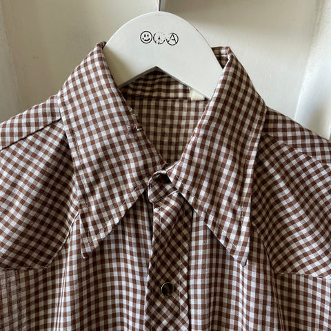 70’s Gingham Check Western Shirt - Medium