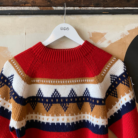 70's Red patterned sweater - Small