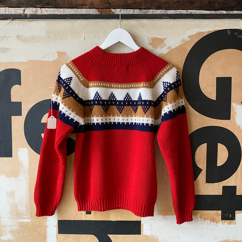 70's Red patterned sweater - Small