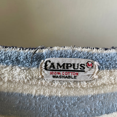 60’s Campus Terrycloth Boatneck Sweater - Medium