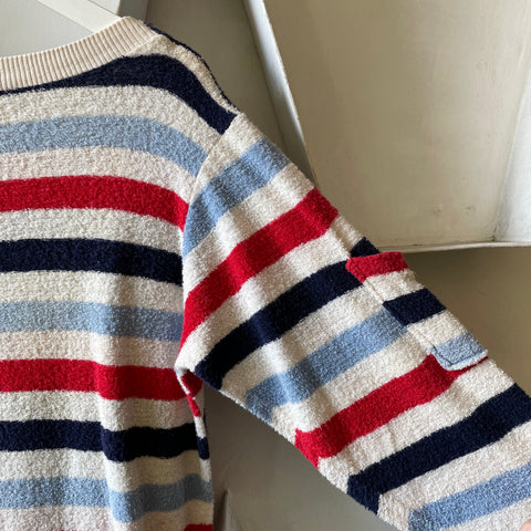 60’s Campus Terrycloth Boatneck Sweater - Medium