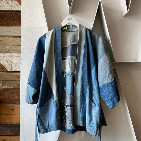 70's Patchwork Selvage Denim Kimono - Medium