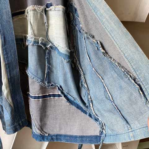 70's Patchwork Selvage Denim Kimono - Medium