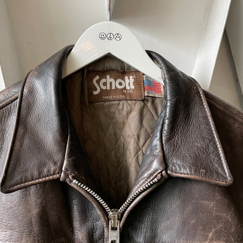 80’s Schott Cafe Zip Up Jacket - Large