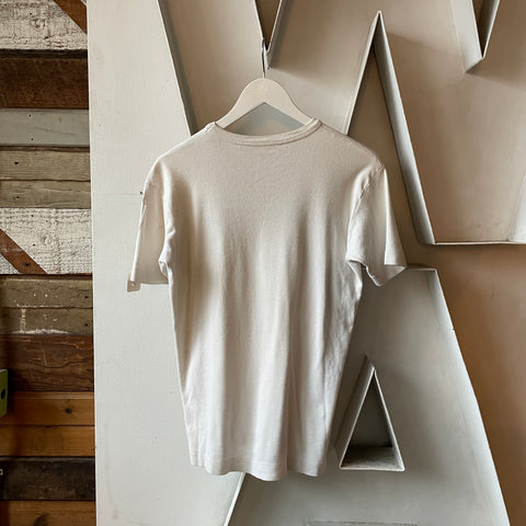 70's White Blank Tee - Large