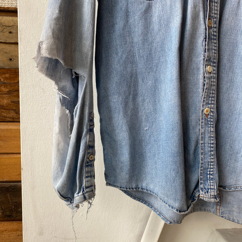 70’s Thrashed Denim Shirt - Large