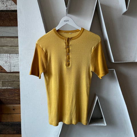 70's Two Tone Ringer Henley Tee - Medium