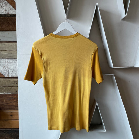 70's Two Tone Ringer Henley Tee - Medium