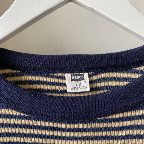 70's Hanes Striped Thermal - Large