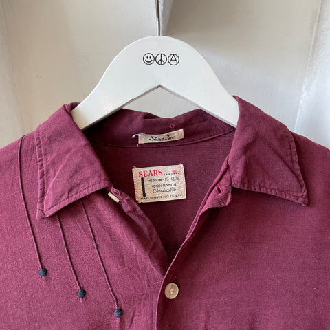 60’s Sears Cropped Rayon Shirt - Small