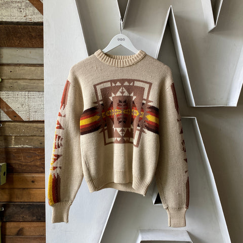 70's Patterned Wool Sweater - Medium