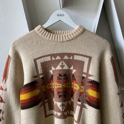 70's Patterned Wool Sweater - Medium