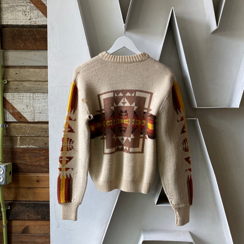 70's Patterned Wool Sweater - Medium
