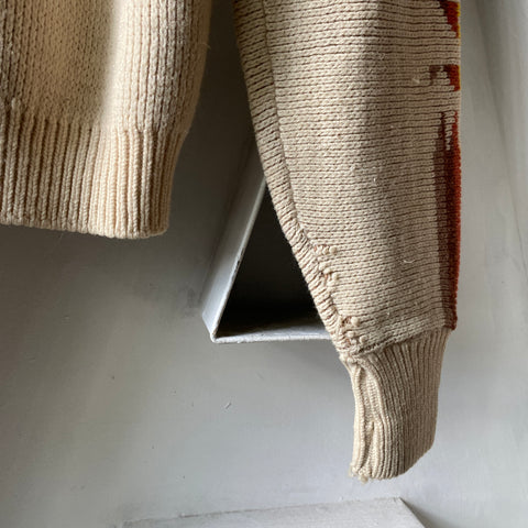 70's Patterned Wool Sweater - Medium