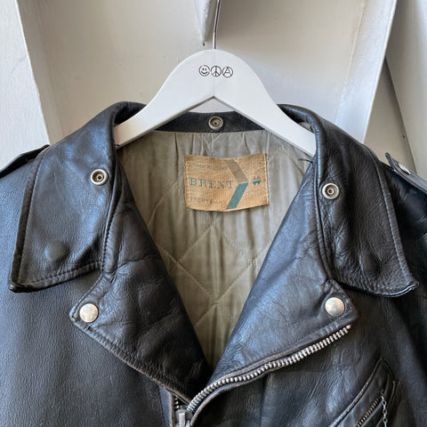 80’s Brent Motorcycle Leather Jacket - Large