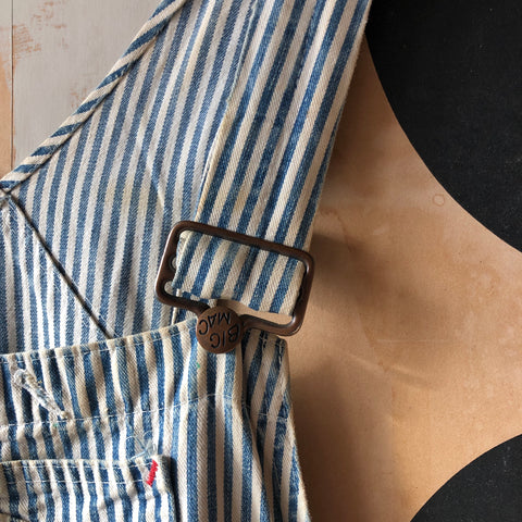 70's Big Mac Hickory Stripe Overalls - Fits 30"-34" x 25"