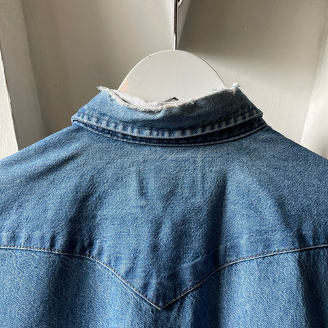 90’s Wrangler Thrashed Denim Western Shirt - XL