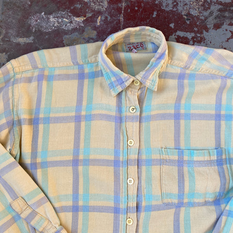 80's Yellow Cotton Flannel - XL