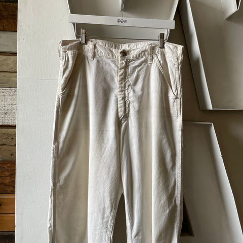 70’s White Cotton Work Pants - 32” x 29”
