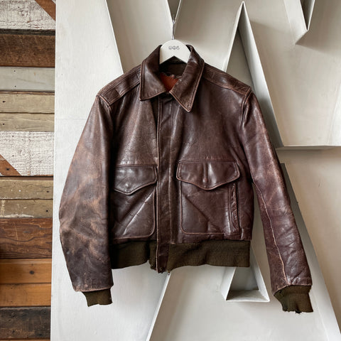 60’s Leather Bomber Jacket - Small
