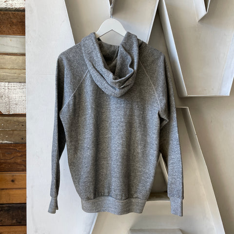 70’s Grey Raglan Pullover Hoodie - Medium
