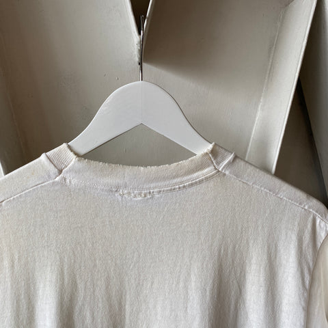 80's Thrashed White Pocket Tee - Medium