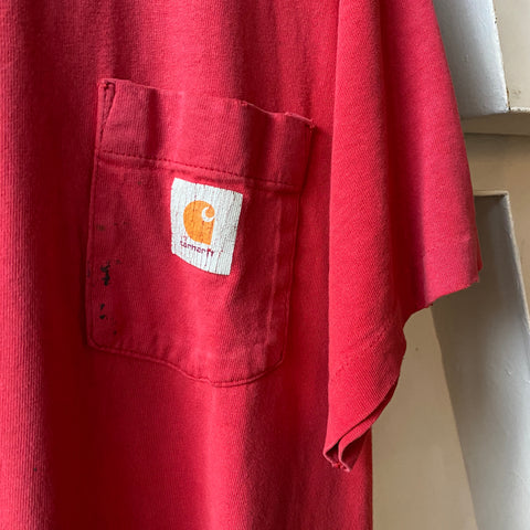 80's Faded Carhartt Pocket Tee - Large