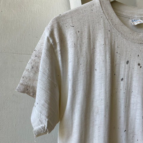 70’s Towncraft Thrashed White Tee - Medium