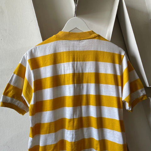 80’s Striped Short Sleeve Henley - Large