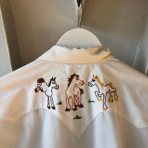 70's Embroidered Western Shirt - Large