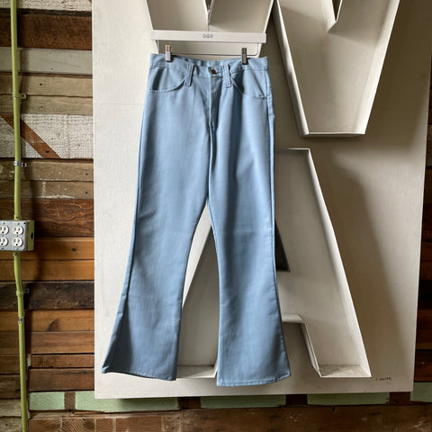 70’s Powder Blue Poly Flares - 29” x 30”
