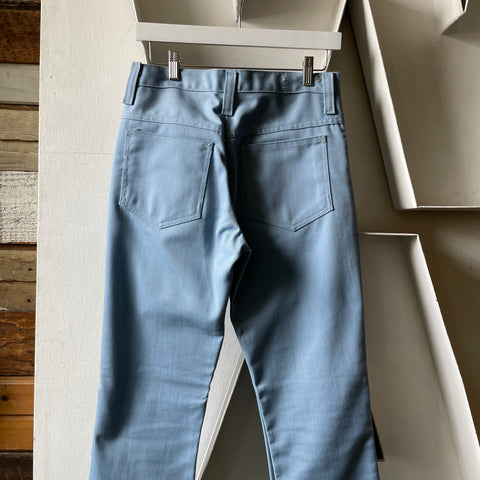 70’s Powder Blue Poly Flares - 29” x 30”
