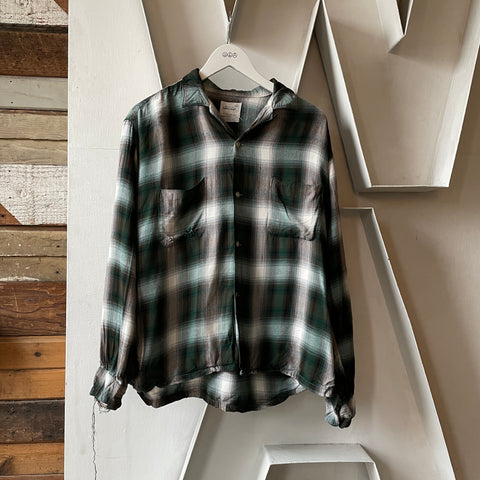 60’s Towncraft Shadow Plaid Loop Collar - Medium