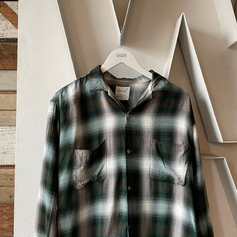60’s Towncraft Shadow Plaid Loop Collar - Medium