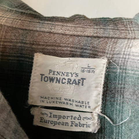 60’s Towncraft Shadow Plaid Loop Collar - Medium
