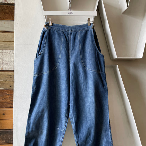 50’s Side Zip Denim Work Pants - 26-35” x 25”