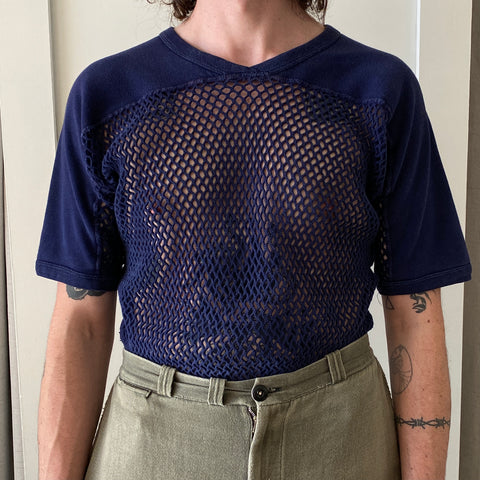 70's Scandinavian Mesh Shirt - Large