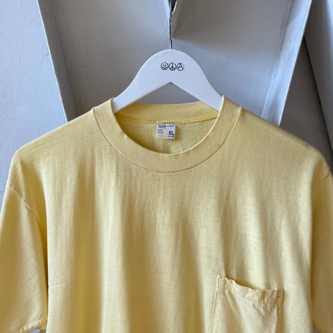 80’s Towncraft Faded Lemon Pocket Tee - Large