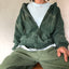 60’s Faded Green Thermal Lined Zip-up Hoodie - Medium