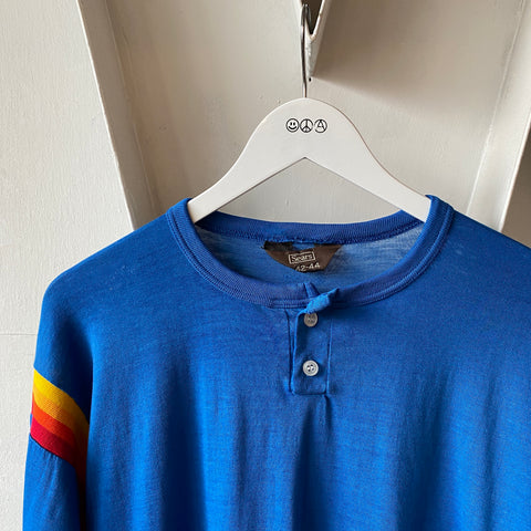 Blue rainbow henley - Large
