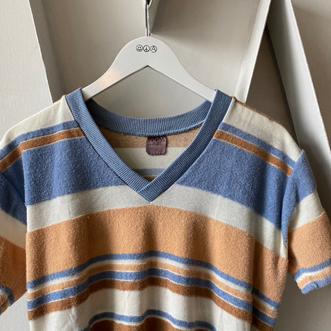 70's Striped Terry V-Neck - Large