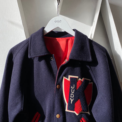 50's Reversible Wool & Satin Varsity Jacket - Medium