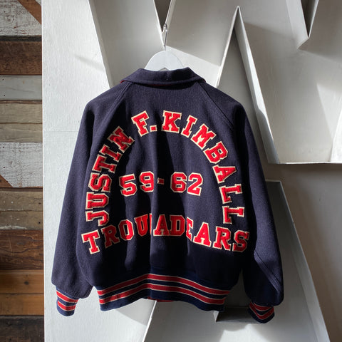 50's Reversible Wool & Satin Varsity Jacket - Medium