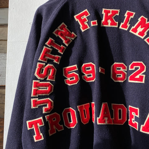 50's Reversible Wool & Satin Varsity Jacket - Medium