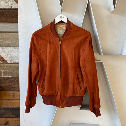 60's Suede Leather Bomber Jacket - Medium
